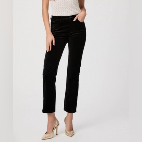NWOT PAIGE Cindy Straight Leg Pants Twisted Seam Black Velvet Casual Women’s 25 - Picture 2 of 14